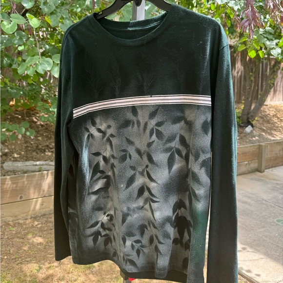 Fabric Spray Paint Design Apparel | "Fig Shadow" Green Longsleeve Tee - Picture 6 of 7